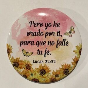 Inspirational Spanish Key Holder/Bag Charm/Mirror with Floral Design NWT